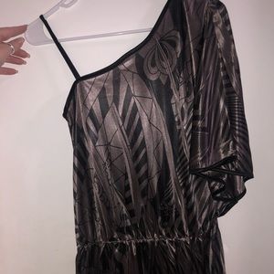 Black and grey asymmetrical top